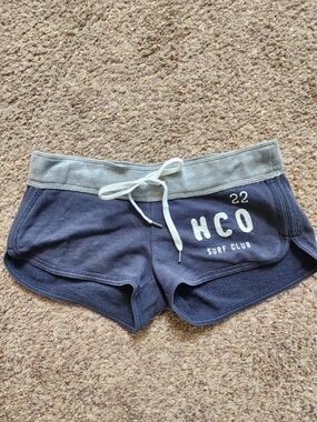 Hollister Navy and Gray Surf Club Women's Athletic Shorts